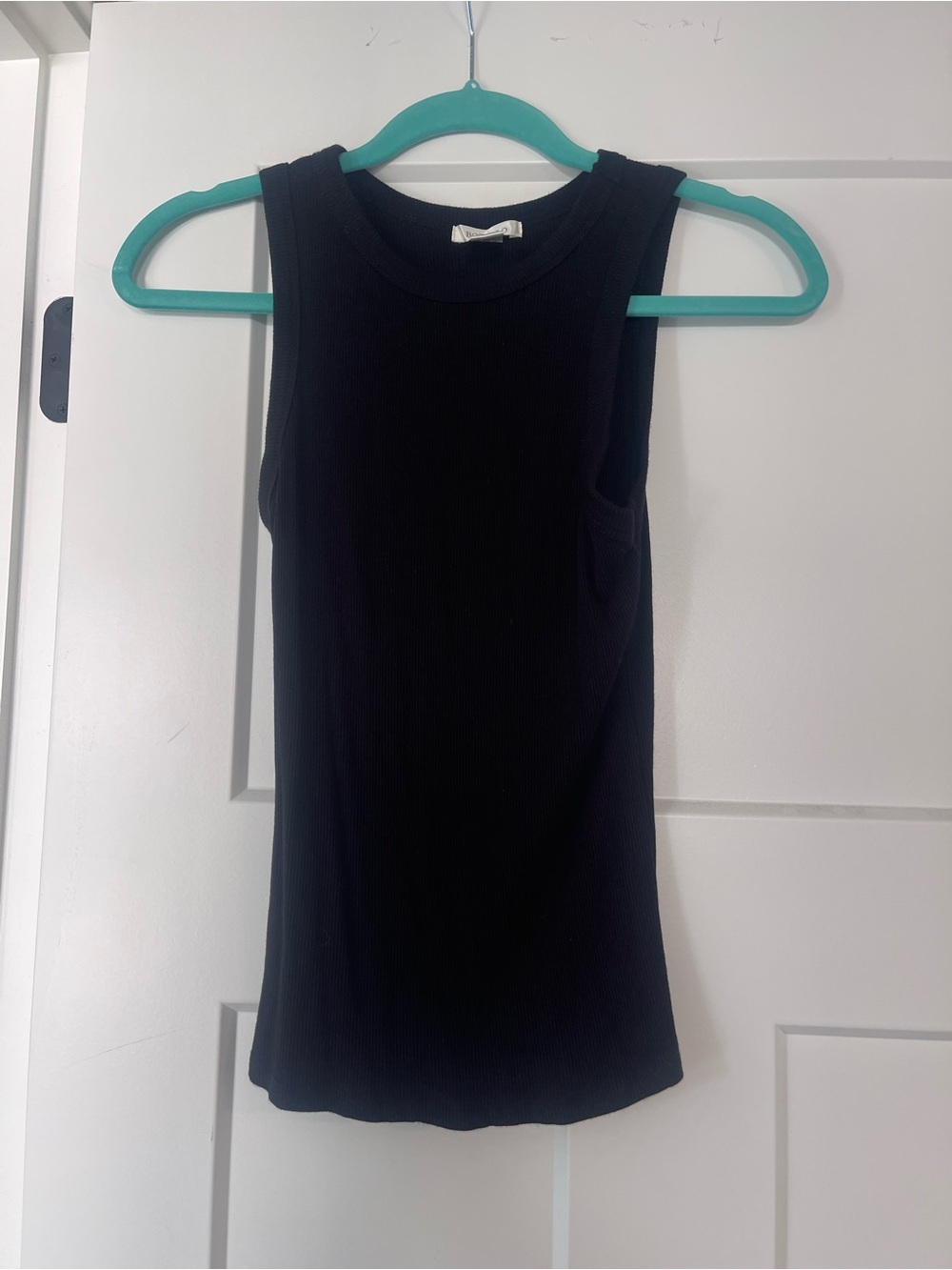Sleeveless Ribbed Tank Top - Black size M